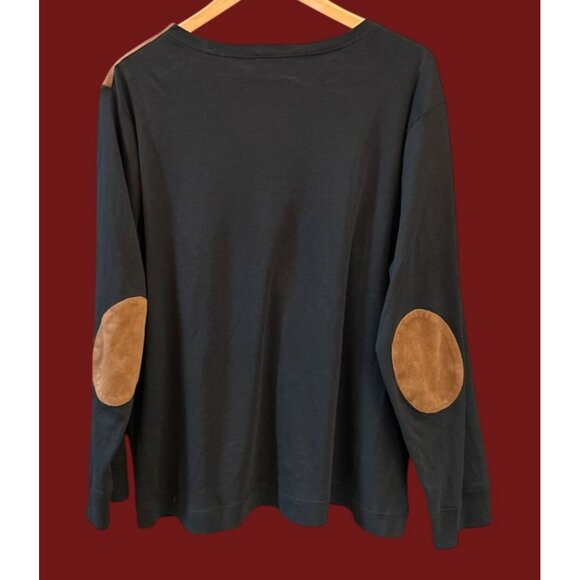 Lauren Ralph Lauren Black Long Sleeve Faux Suede Patch Preppy Equestrian 3X - Picture 2 of 4
